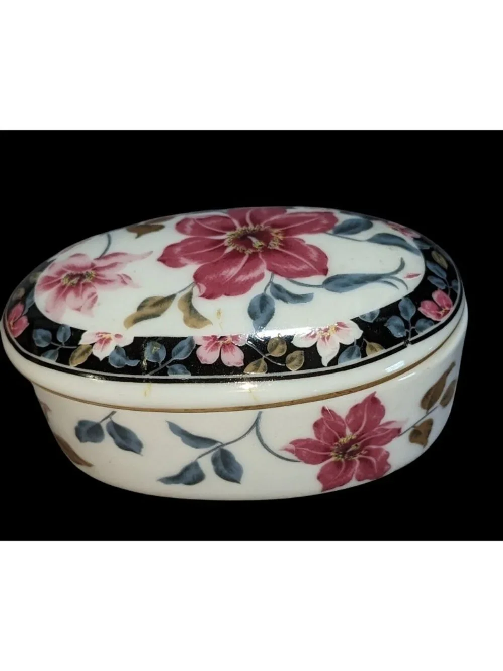 Grandmillennial Vintage Otagiri Japan Floral Porcelain Trinket Box